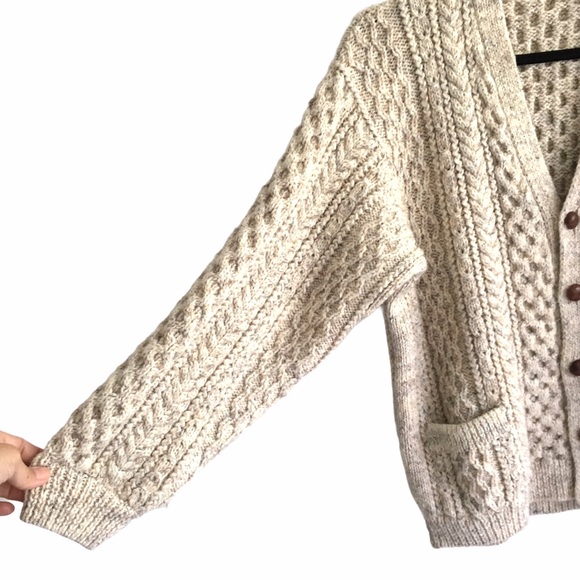 (SOLD) WOOL Chunky Knit Button Cardigan Sweater - Picture 3 of 6